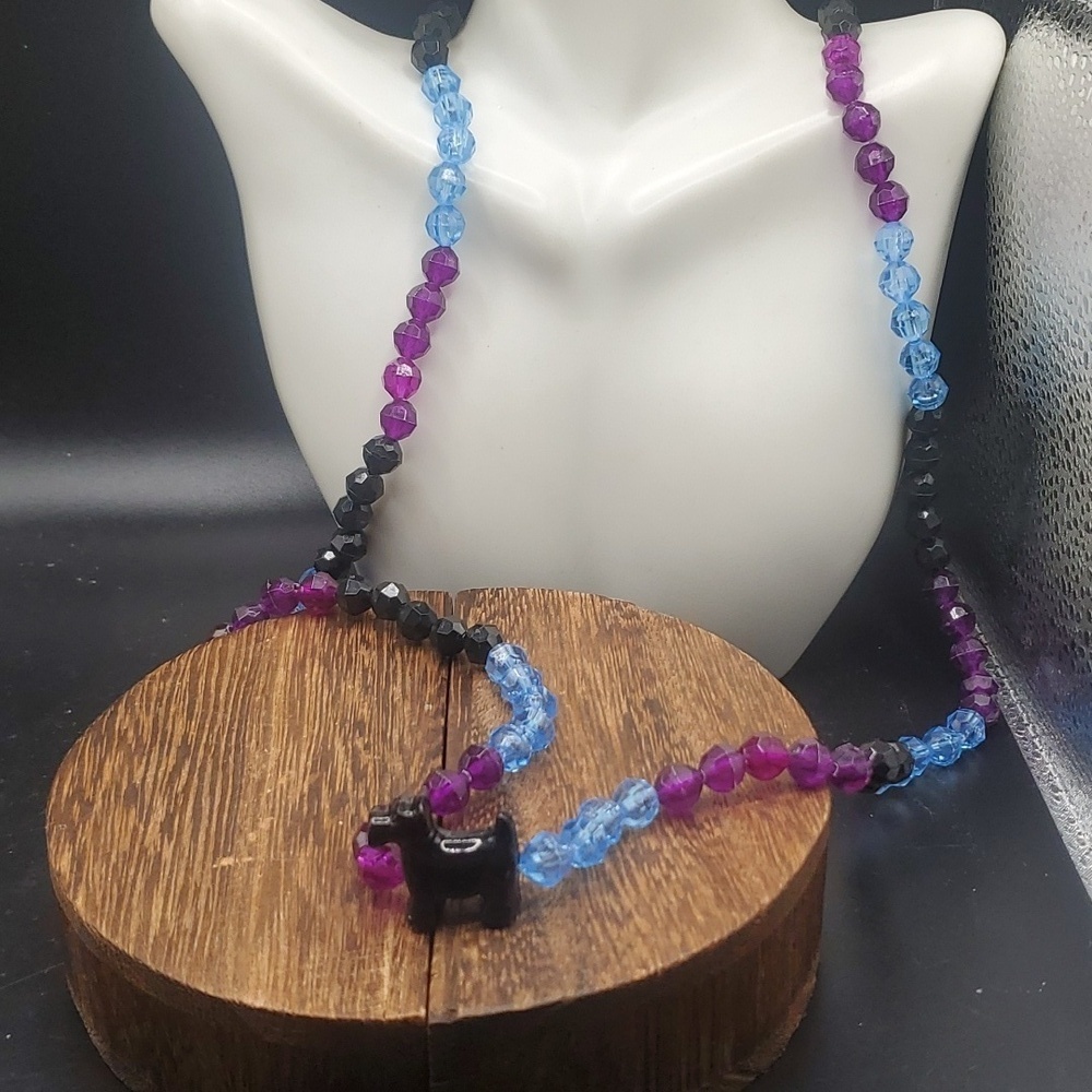 N3029 scottish terrier charm crystal beaded necklace